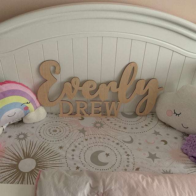 Everly Drew Nursery name sign two lines