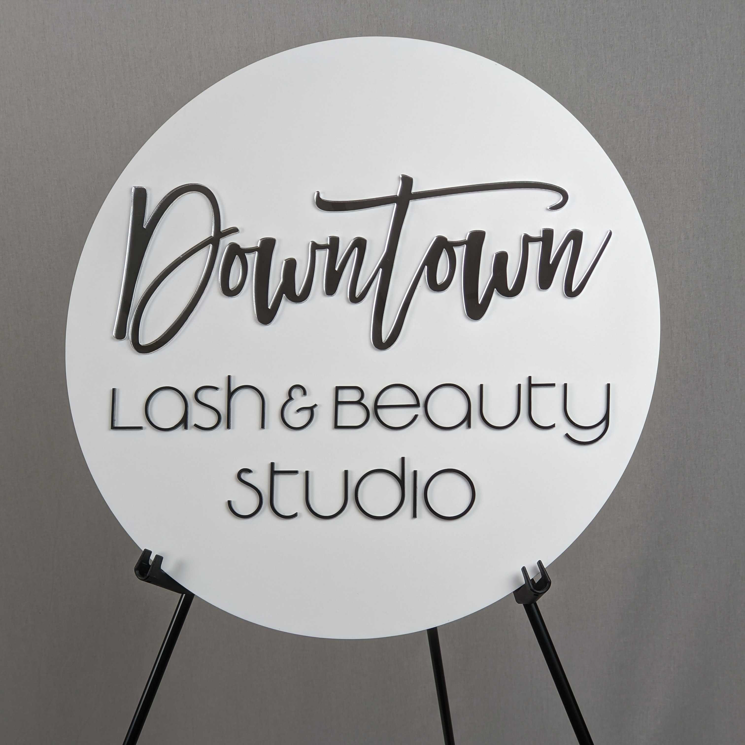 Downtown Lash & Beauty Studio round sign