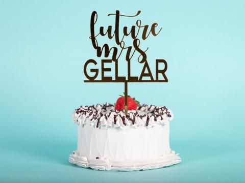 3 line cake topper in gold mirror acrylic