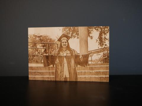 engraved graduation photo