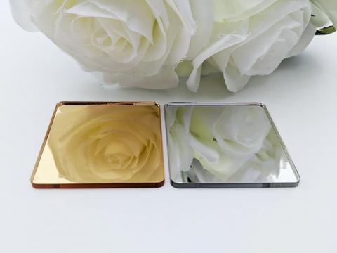 Gold and silver mirror reflection