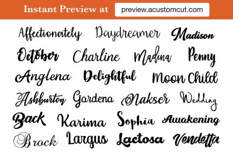 Wood script font options