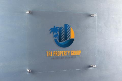 Custom Acrylic Logo Sign on Standoffs - Color Print Angled