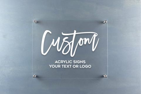 Custom Acrylic Logo Sign on Standoffs - White Print Front