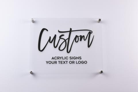 Custom Acrylic Logo Sign on Standoffs - Black Print Front