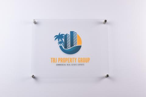 Custom Acrylic Logo Sign on Standoffs - Color Print Front