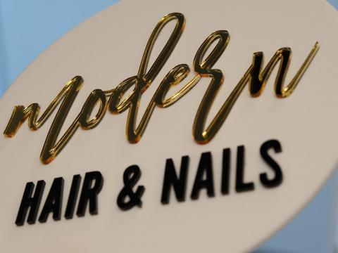 modern hair and nails salon sign